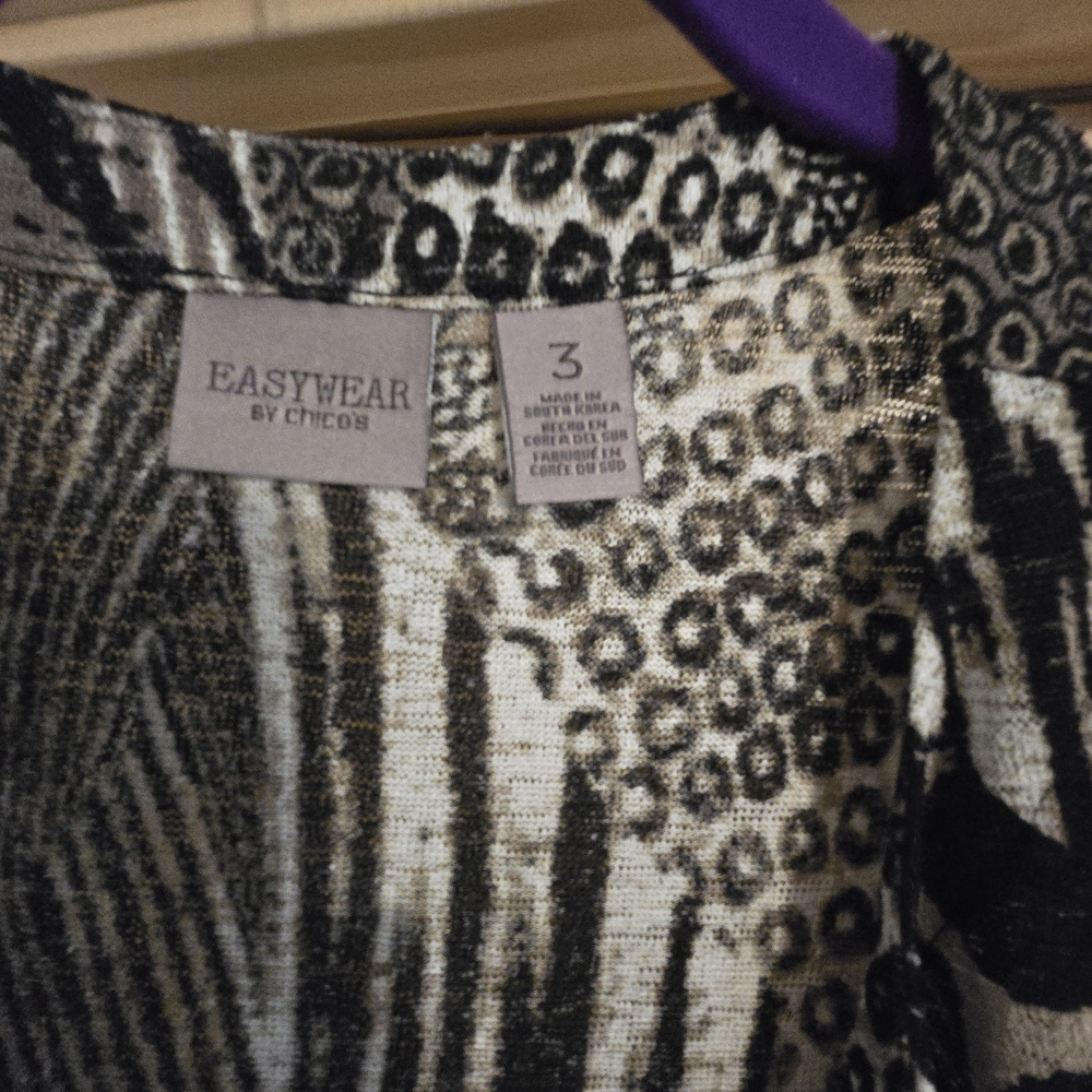 Chico's Black, Brown, Tan and White Patterned Blazer - Picture 3 of 5